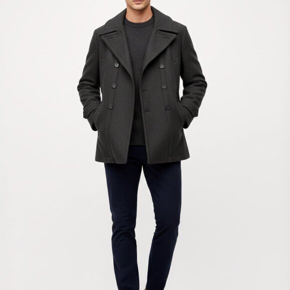 🧥 ZARA MAN LUXURY WOOL Winter Coat - Charcoal Grey - Classic/Stylish - Men XL - Picture 5 of 10